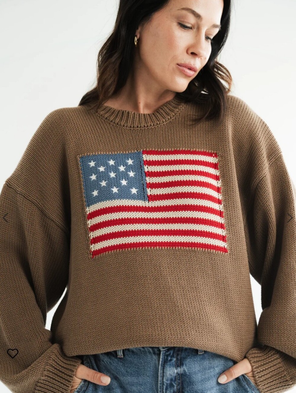 Americana Flag Sweater CJLA Red White Blue Brown ♥️🤍💙 Carly Jean Los Angeles M